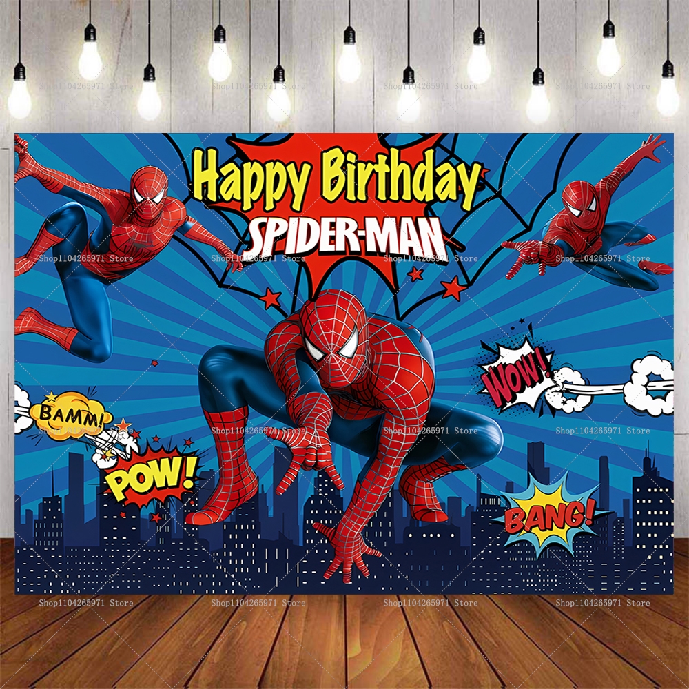 Men'S Grooming House - Cool Spider-Man Birthday Backdrop Banner Super