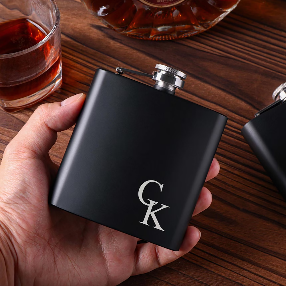Men'S Grooming House - Personalized Name Hip Flask Set Birthday