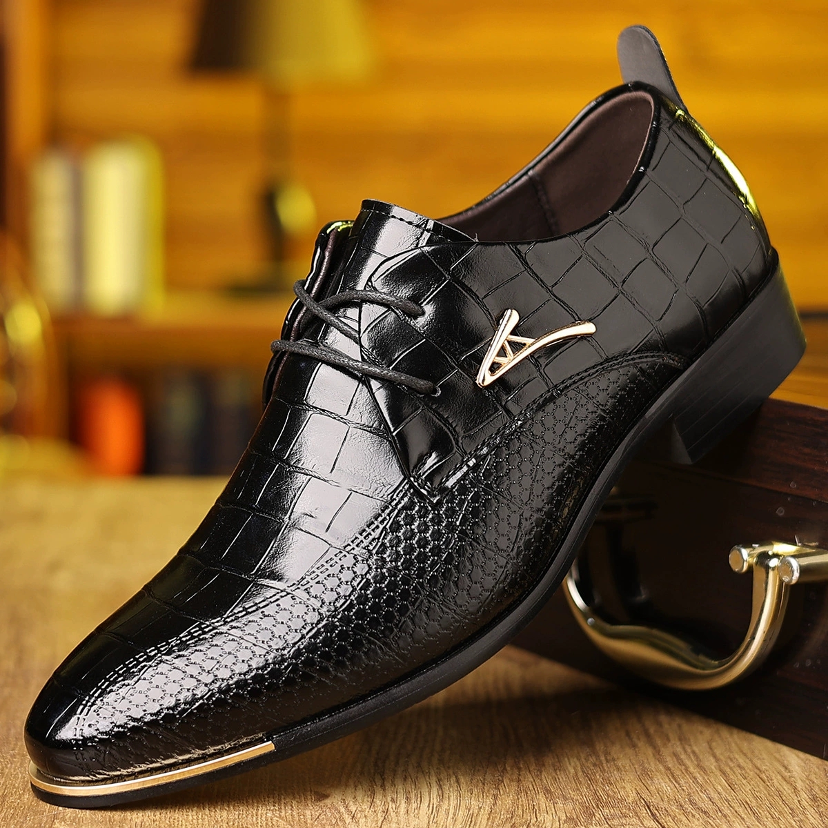 Fashion PU Leather Shoes Men B - Men'S Grooming And Style incelemesi ve fiyatı