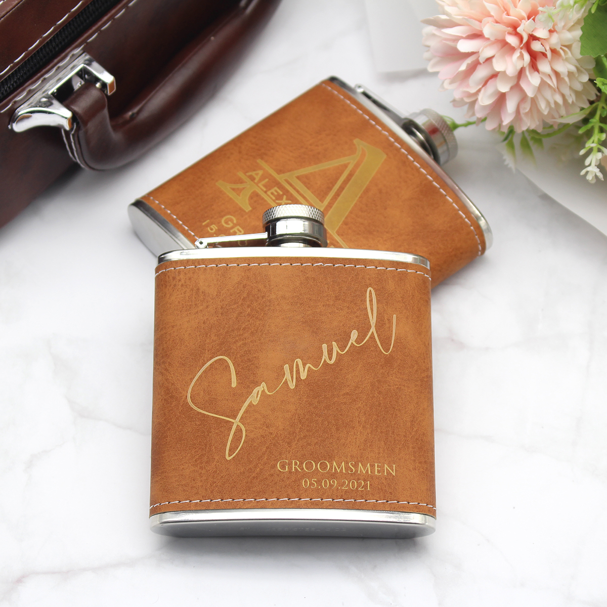 Personalized Flask 6oz Leather - Men'S Grooming House incelemesi ve fiyatı