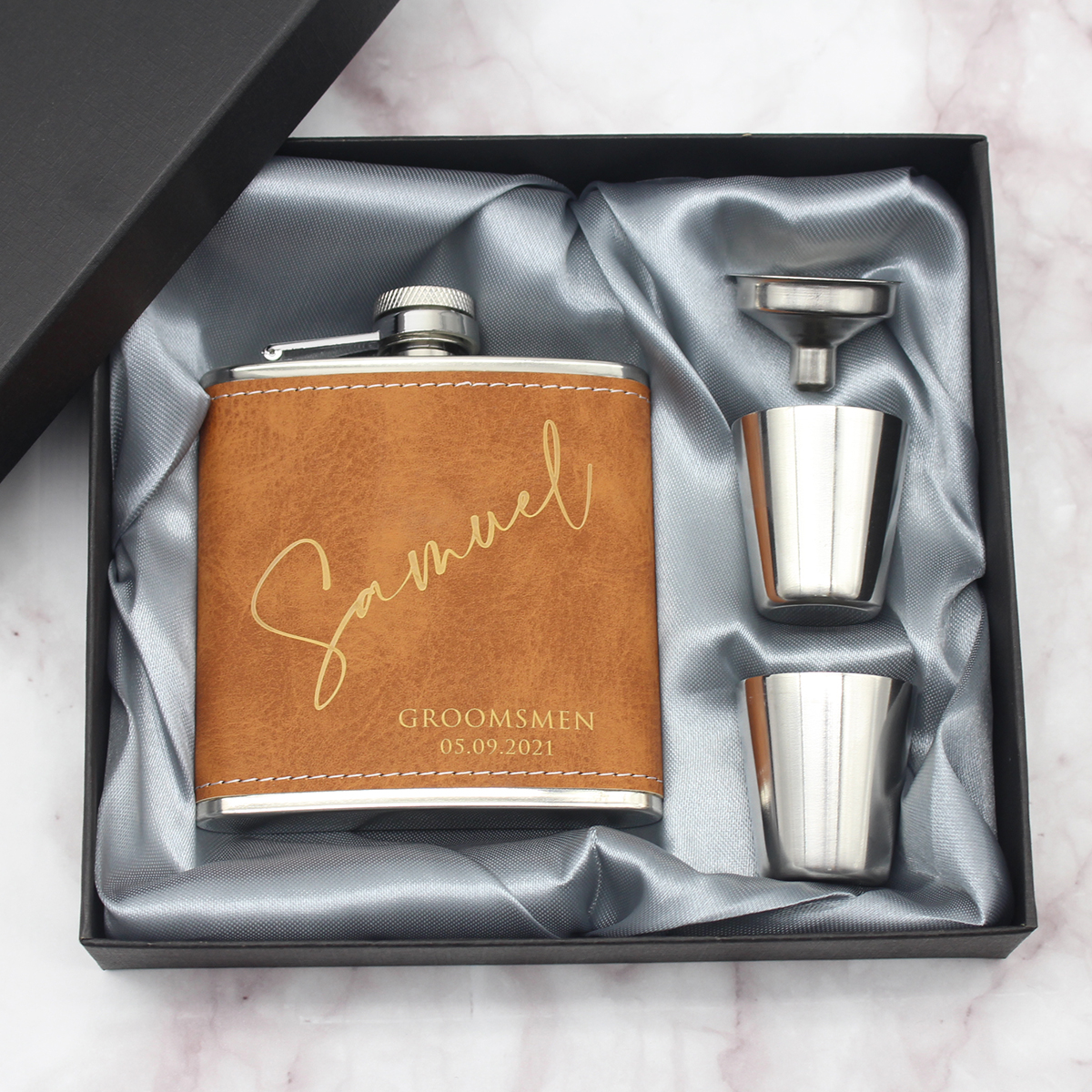 Personalized Flask 6oz Leather - Men'S Grooming House incelemesi ve fiyatı